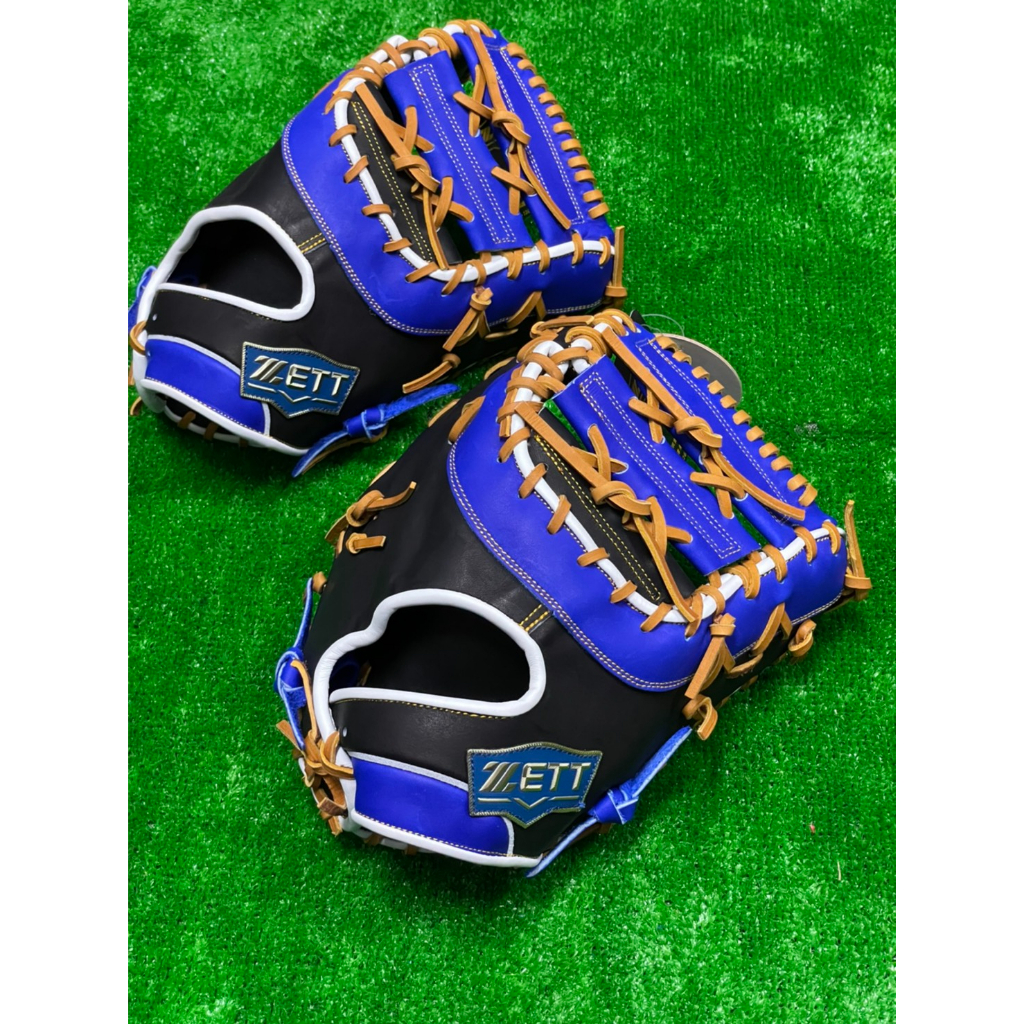 棒球世界全新ZETTA級硬式牛皮棒球一壘手手套藍黑配色特價不到63折