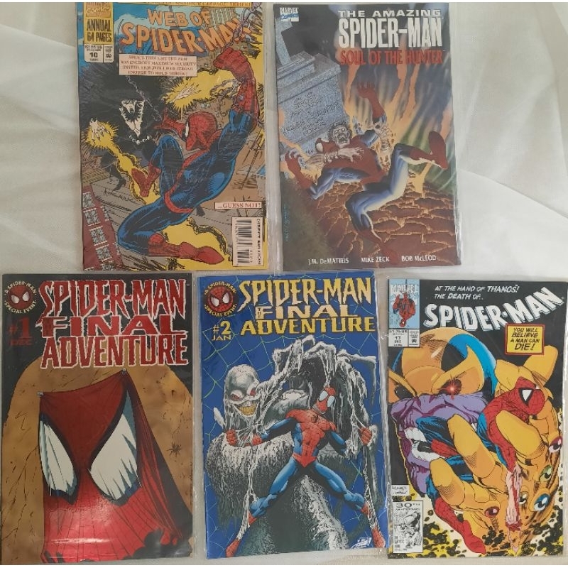 美國漫畫5本合售 蜘蛛人Spider-Man 含一合訂本及一雙倍厚年度特輯 Marvel漫畫公司
