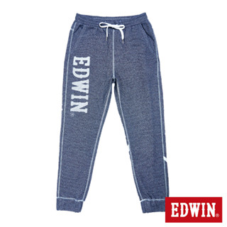 EDWIN 男款 INDIGO花紗束口棉褲(石洗藍)