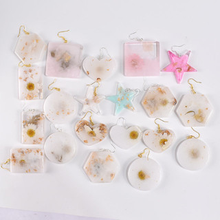 【模具倉庫】八款 貼片 耳環 吊飾 小飾品 (六角、五角星、圓形、心形、月亮、橢圓、正方、長方) 矽膠模具