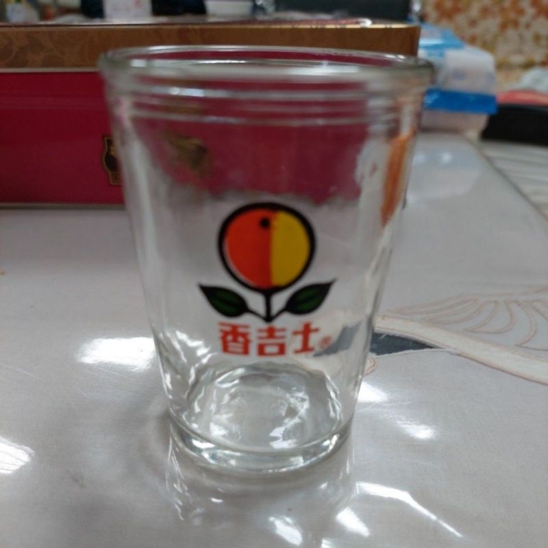 台灣古早彩色香吉士彩色印花玻璃杯果汁杯歲月痕老玻璃杯 水杯 復古懷舊