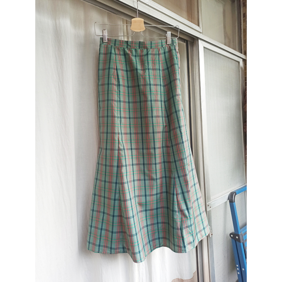 Chocol raffine robe 綠格魚尾裙