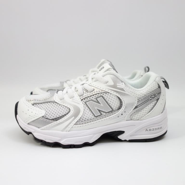 [麥修斯]NEW BALANCE NB 530 PZ530AD W 兒童運動鞋 慢跑鞋 復古鞋 鬆緊帶 白灰色 中童