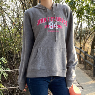 二手 女生長袖帽T 連帽上衣 女款 灰色衛衣 美國 卡通