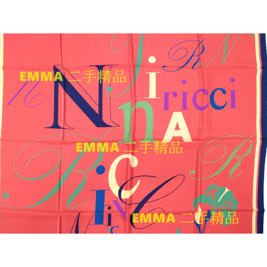 Nina Ricci 義大利製造 100%純絲 (薄)絲巾/披肩 (二手真品)