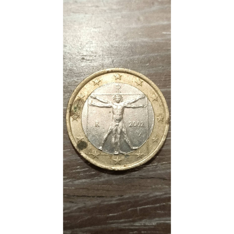義大利'2002年/1歐元（達文西'名畫'維特魯威人）*1枚