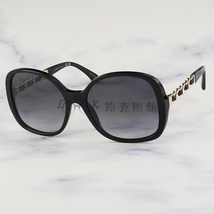 【LOOK路克眼鏡】Chanel 香奈兒 太陽眼鏡 皮革鏈條鏡腳 CH5470Q 622 S6