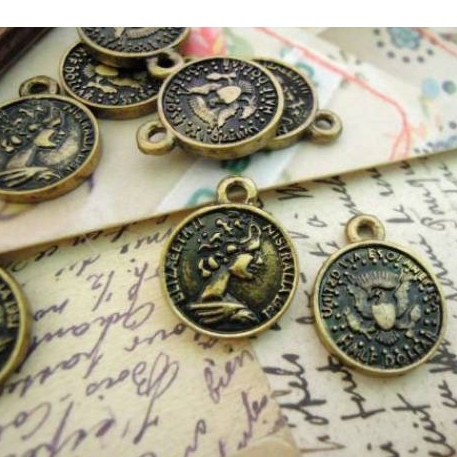 【玩手作】飾品材料配件-古銅/復古錢幣圓墜