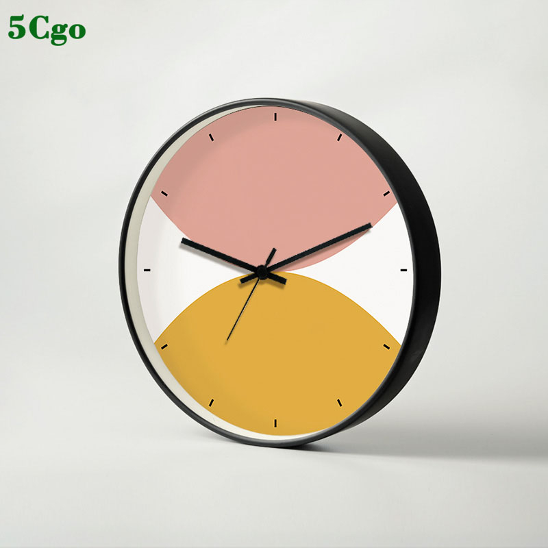5Cgo【宅神】新中式家用靜音掛鐘客廳時尚創意圓形時鐘現代簡約金屬鐘錶t574613493189