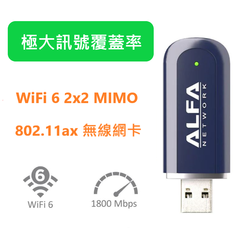 全新現貨 ** WiFi 6 AX1800 2x2 MIMO USB 無線網路卡