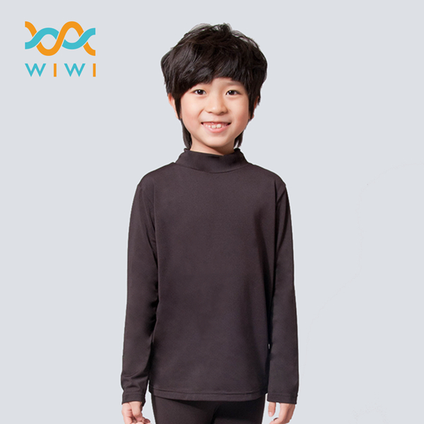 【WIWI】MIT溫灸刷毛立領發熱衣(經典黑 童70-90)0.82遠紅外線 迅速升溫 加倍刷毛 3效熱感 輕薄顯瘦