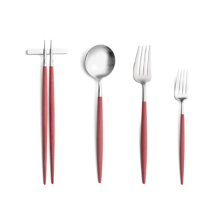 【Cutipol】GOA霧面紅柄不鏽鋼餐具-共4款《WUZ屋子》湯匙 叉子 筷子 點心叉 拍照打卡 網美餐具 環保