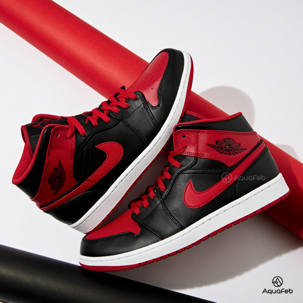 Nike Air Jordan 1 MID Bred 男 黑紅 AJ1 經典 休閒 運動 籃球鞋 DQ8426-060