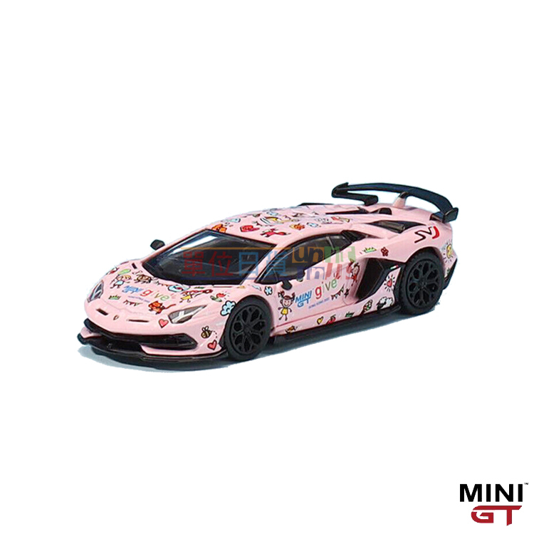 『 單位日貨 』現貨 正版 MINI GT 1/64 #460 香港慈善義賣 Lamborghini SVJ 粉紅