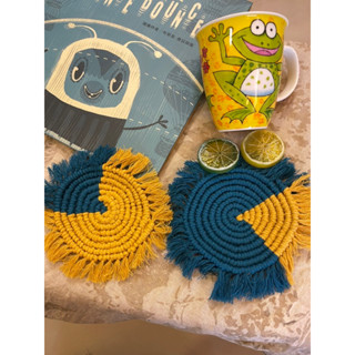 公益編織作品— 隔熱馬克杯墊鍋墊 公益賣 法式編織 macrame