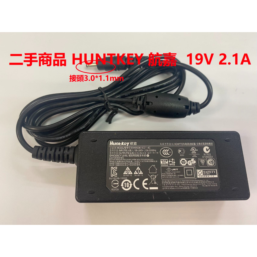二手商品 HUNTKEY 航嘉 19V  2.1A 電源供應器/變壓器 HKA03619021-8C