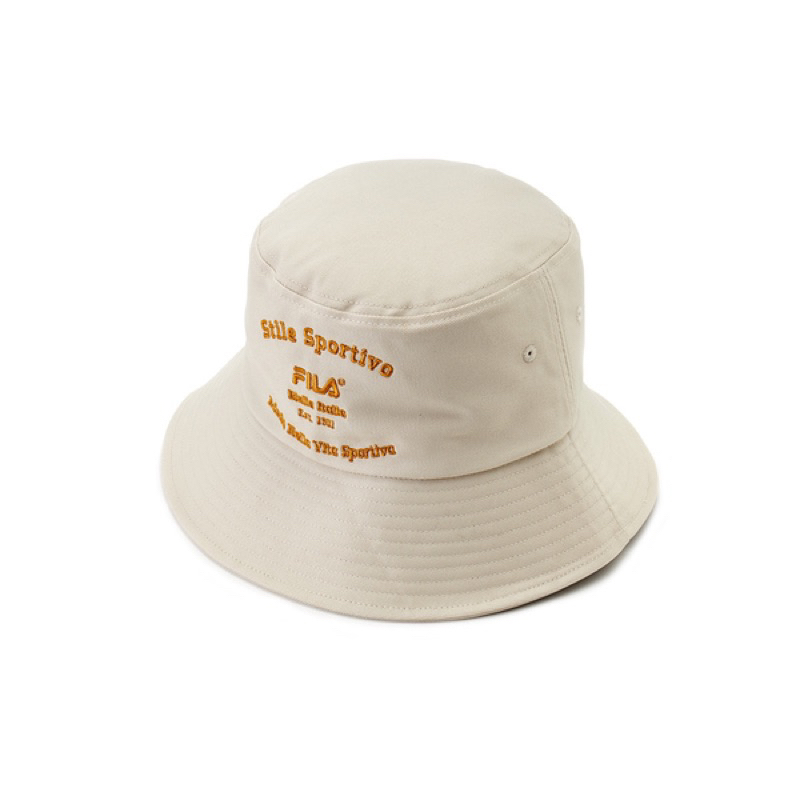 漁夫帽 FILA 復古學院風漁夫帽/筒帽-米色 HTW-5204-BG
