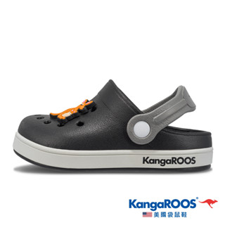 【KangaROOS 美國袋鼠鞋】童鞋 AERO布希鞋 旋轉式後帶可固定 輕量 休閒涼鞋 (黑-KK31890)