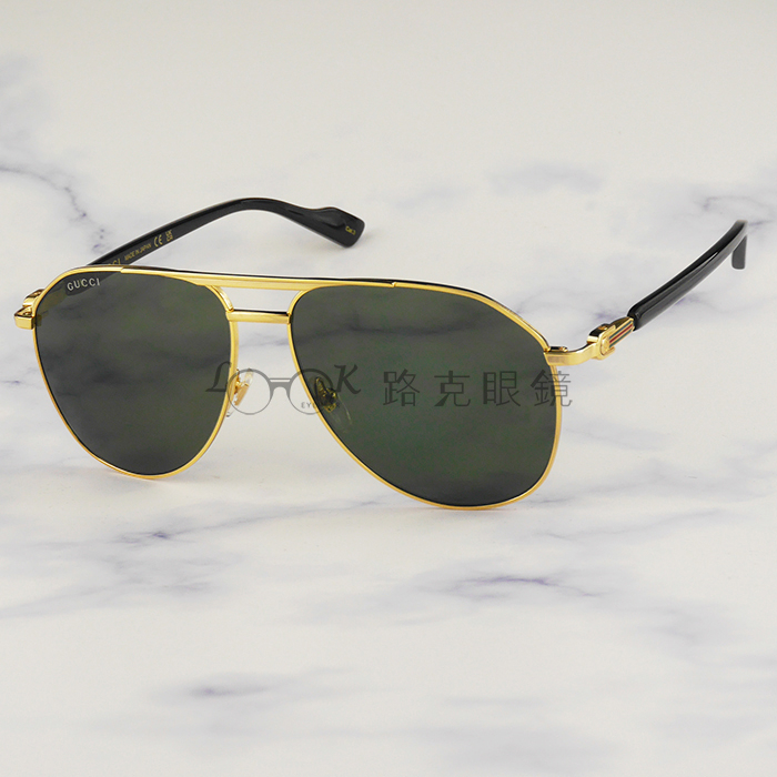 【LOOK路克眼鏡】Gucci 太陽眼鏡 金框 復古 飛官款 GG1220S 001