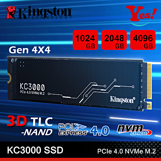 【Yes！台灣公司貨】新Kingston金士頓 M.2 KC3000 1TB 2TB 2T PCIe SSD 固態硬碟