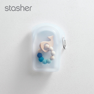美國【Stasher】Go 隨行矽膠密封袋-532ml 雲霧白(Go Bag/食物袋/收納袋/保鮮袋)