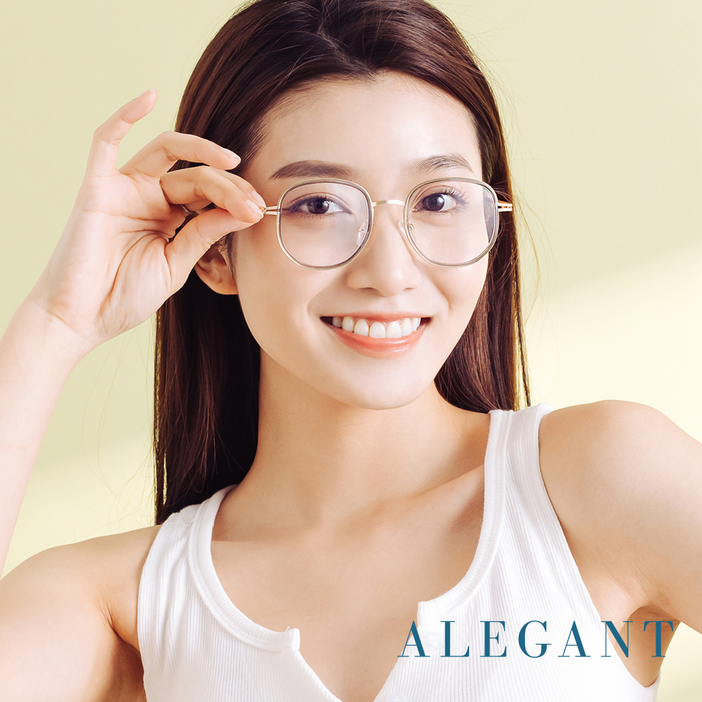ALEGANT義式質感品月金溫莎圈縷空造型圓框UV400濾藍光眼鏡