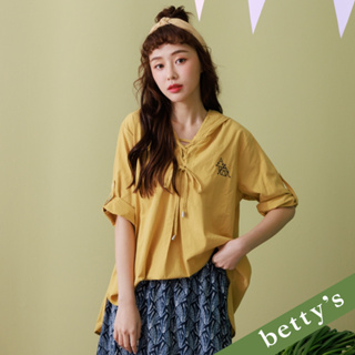 betty’s貝蒂思(21)露營連帽綁帶上衣(深黃色)