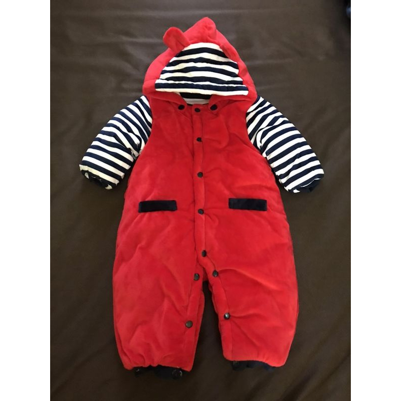 寶寶嬰兒衣服秋冬新年紅色喜氣加厚保暖連體衣(二手)幾乎全新
