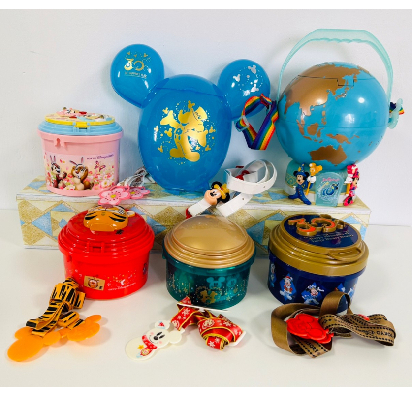 迪士尼 造型 爆米花桶 30周年 米奇 氣球 達摩 跳跳虎 新年 邦妮兔 折疊 收納盒 地球 絕版 爆米花筒 日本樂園