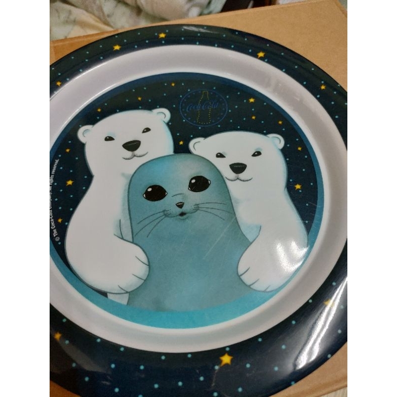 二手/可口可樂北極熊/美耐皿材質/盤+水杯