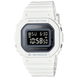 【CASIO 卡西歐】G-SHOCK 時尚經典方形金屬表面電子錶-黑面白(GMD-S5600-7 防水200米)