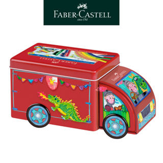 【Faber-Castell】連接彩色筆造型鐵盒-卡車/33色含配件/輪子可轉動/鐵盒收納 可做積木玩具 台灣輝柏