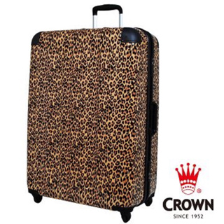 CROWN 皇冠 日本設計 27吋 PC 豹紋鋁框 拉桿 360度靜音車輪 輕量 行李箱 / 旅行箱