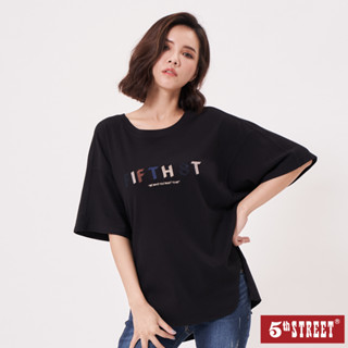 5th STREET 女裝寬版下擺不收邊上衣-黑色