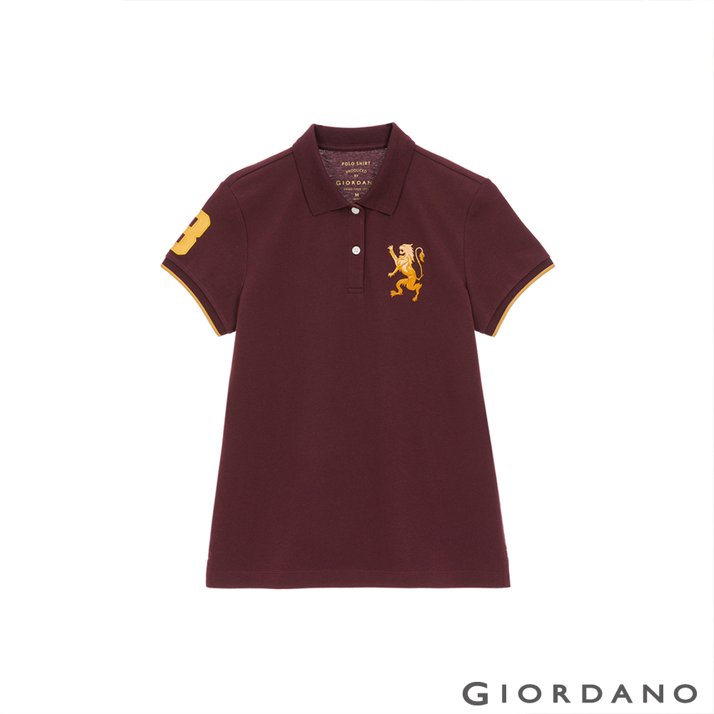 GIORDANO  女裝獅王刺繡POLO衫 (三色任選) 05312222