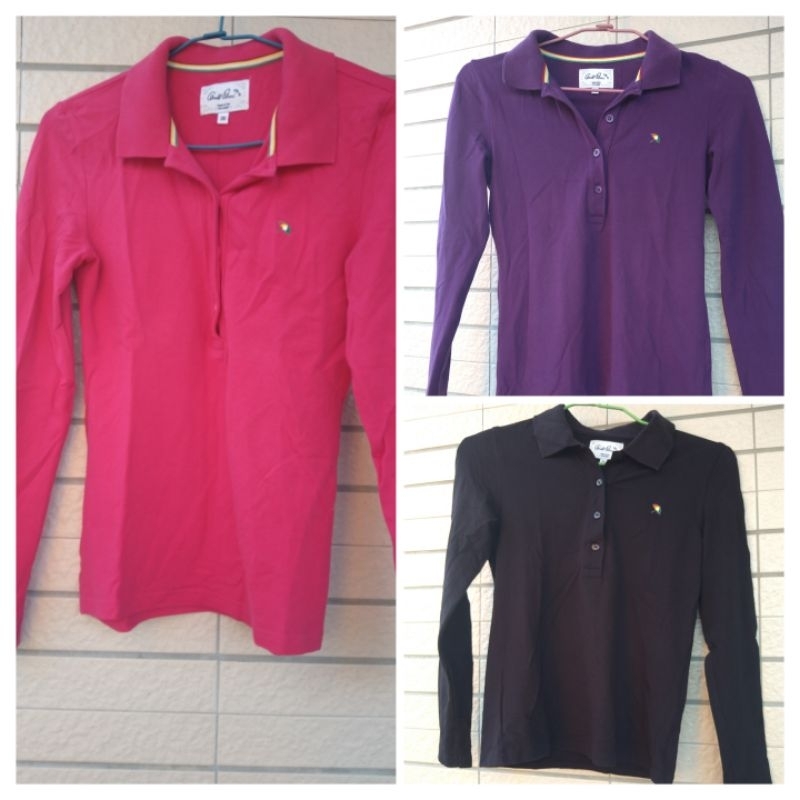 雨傘牌arnold palmer 粉紅色 紫色 黑色 基本款長袖polo衫 36號 95%棉 應該算s號 少穿