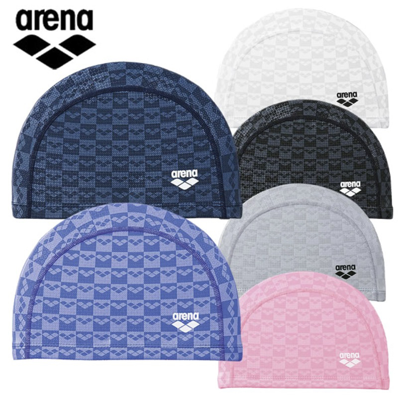 現貨日本購入（亮藍色)(附實品照片）arena不黏髮不咬髮保護秀髮防水矽膠布雙層泳帽ARN-6407