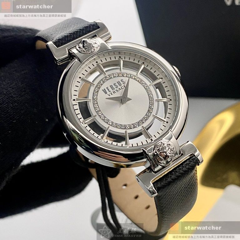 VERSUS VERSACE手錶,編號VV00017,36mm銀錶殼,深黑色錶帶款