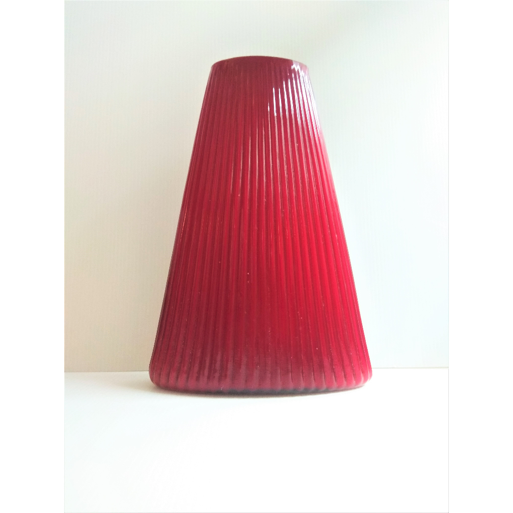 Balos紅色吹製玻璃老花器/老花瓶/玻璃老件(高34cm)