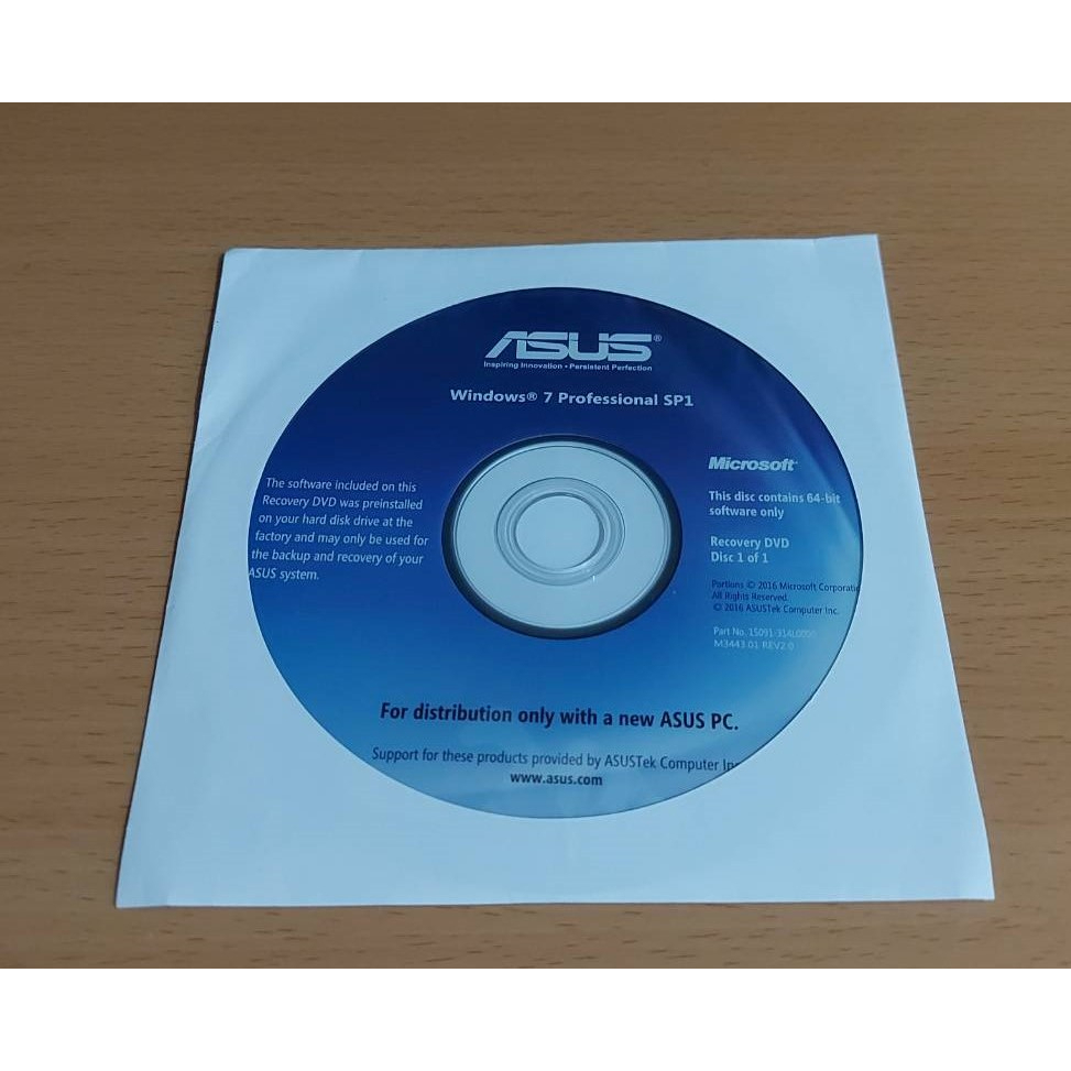 ASUS Windows 7 Pro SP1 專業版 還原光碟 全新未拆 Recovery DVD Win7