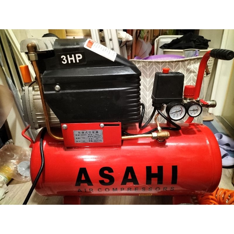 ASAHI 空壓機 3HP 30L 容量30公升，二手 九成新 大馬力空壓機