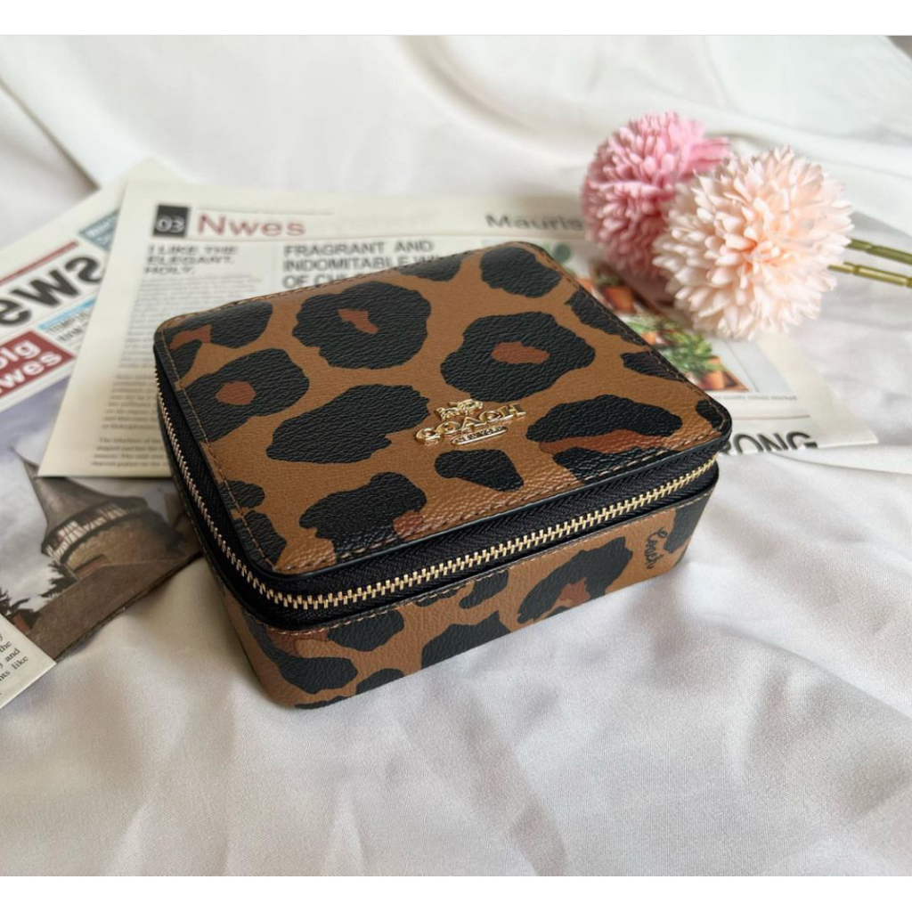 【水某的家私拍】美國🇺🇸Coach 首飾盒 珠寶盒 收納盒 攜帶 輕旅行 飾品 豹紋 精緻 全新 現貨