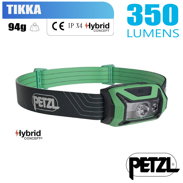 【法國 Petzl】 送》TIKKA超輕量標準頭燈(350流明.IPX4防水).LED頭燈.電子燈_綠_E061AA02