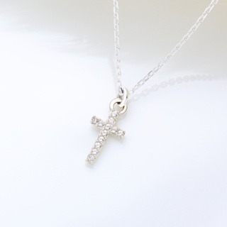 【Angel & Me】微鑲 5A 瑞士鑽 十字架 s925 純銀 項鍊 基督 生日 情人節 禮物