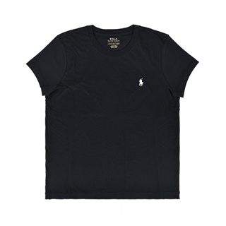 POLO RALPH LAUREN刺繡字小戰馬LOGO純棉圓領短袖T恤(女款/黑)