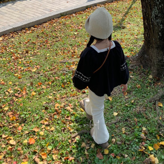[臺灣出貨]童裝實拍｜小香風開衩小喇叭褲｜小童 女童 喇叭褲 褲子 長褲 保暖長褲90-130