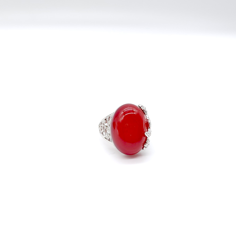 【C&C】紅瑪瑙雕花戒指_T-070