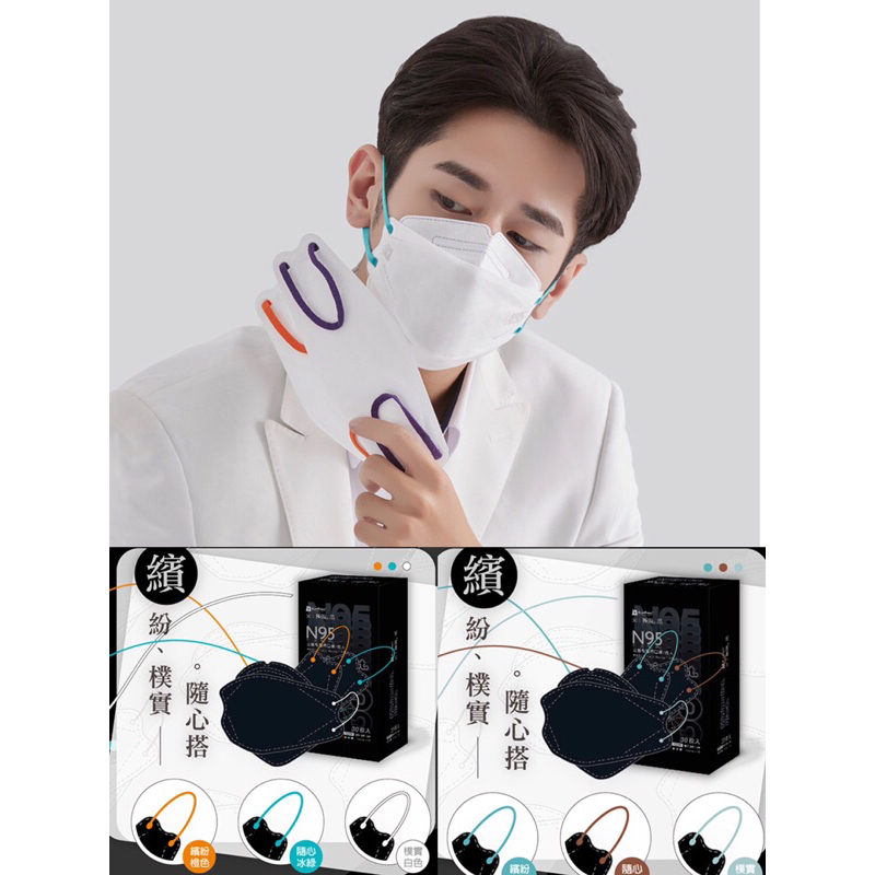 藍鷹牌 台灣製N95 4D立體型醫療成人口罩 魚型口罩30入/盒