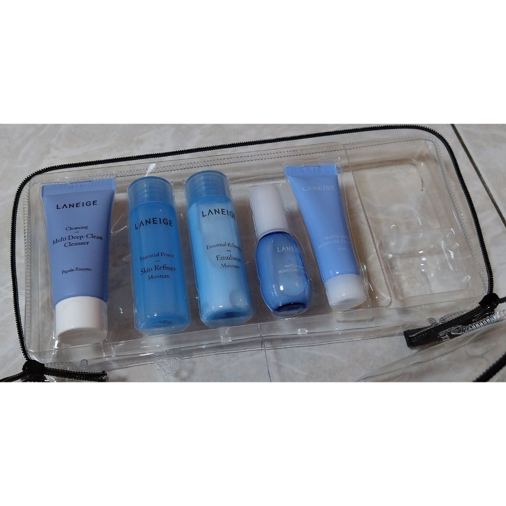 LANEIGE 蘭芝 水酷保濕旅行五件組 含透明化妝包
