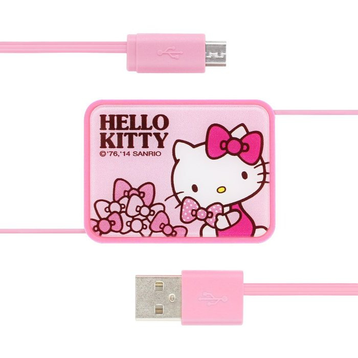 公司貨 GARMMA Hello Kitty Micro USB 伸縮式充電傳輸線 方便攜帶 極具收藏價值 贈收納袋